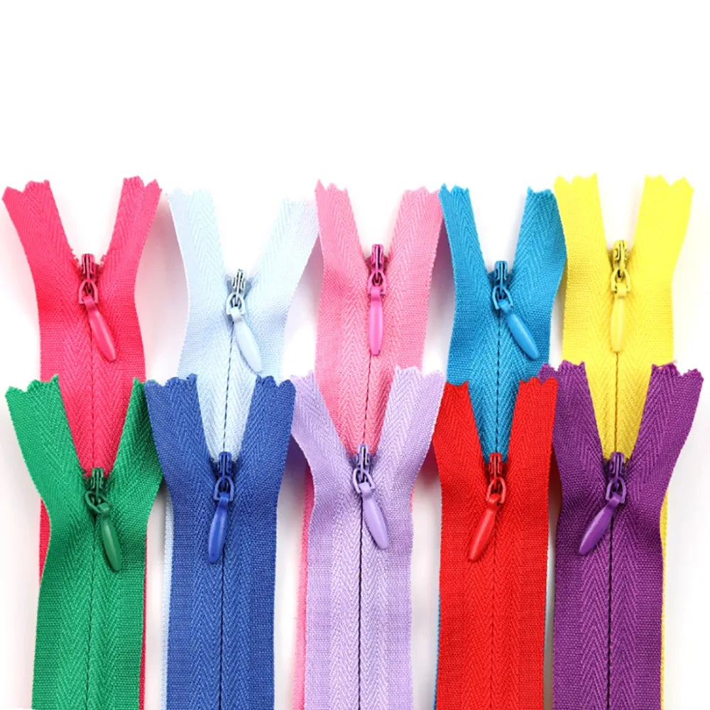 10 Unidades Zíper Invisível de Nylon em Espiral – Tamanhos 28 a 60 cm, Acessórios de Costura DIY e Artesanato