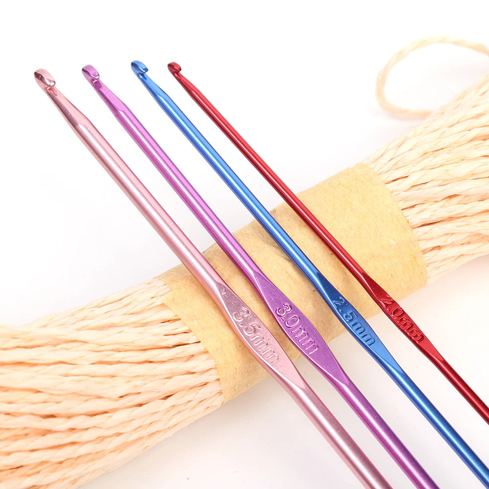 Kit 8 Agulhas de Crochê Coloridas em Alumínio – Cabeça Única para Tricô e Artesanato