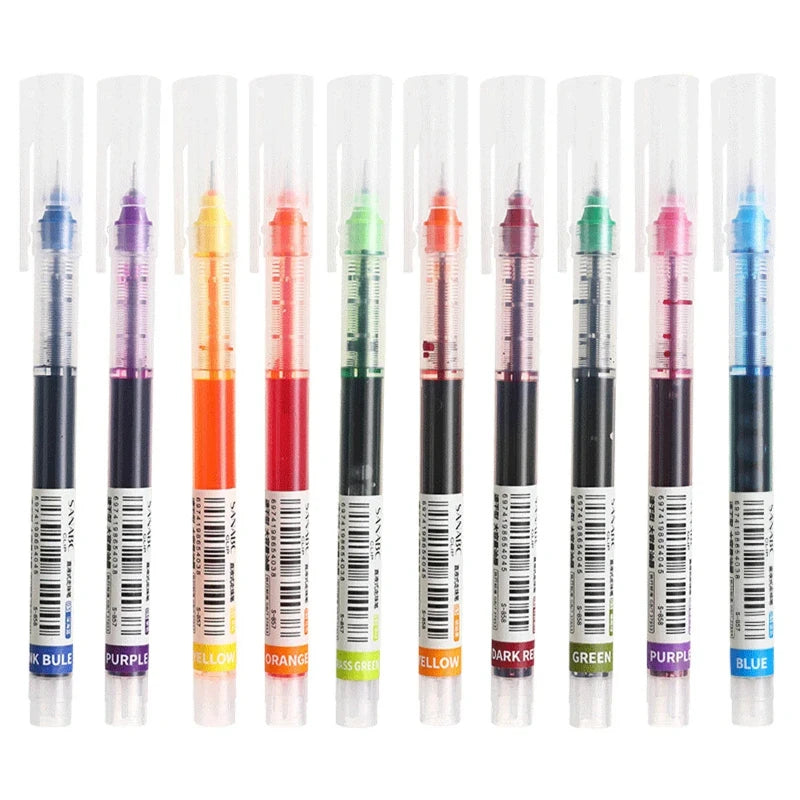 10 Peças Caneta Gel Agulha – Caneta Esferográfica Líquida para Escritório e Escola