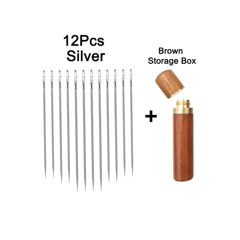 Kit 12 Agulhas de Costura Cega com Furo Lateral – Aço Inoxidável