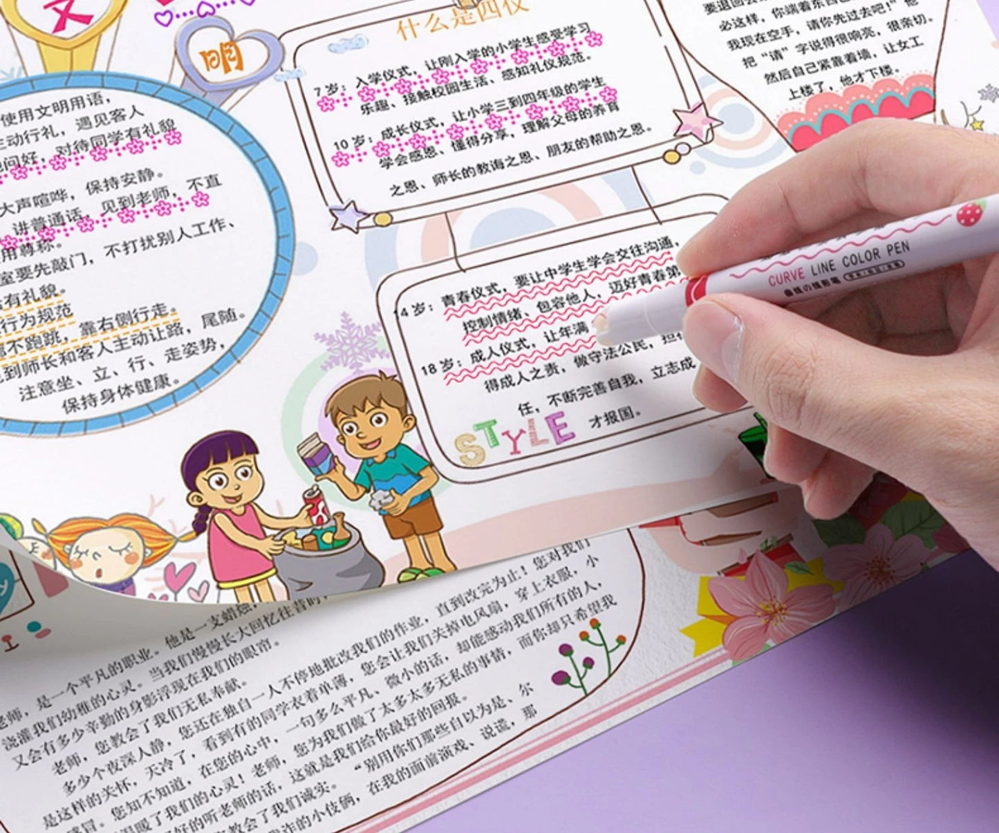 Kit 6 Canetas Marca-Texto Kawaii – Ponta Roller em Formato de Flor