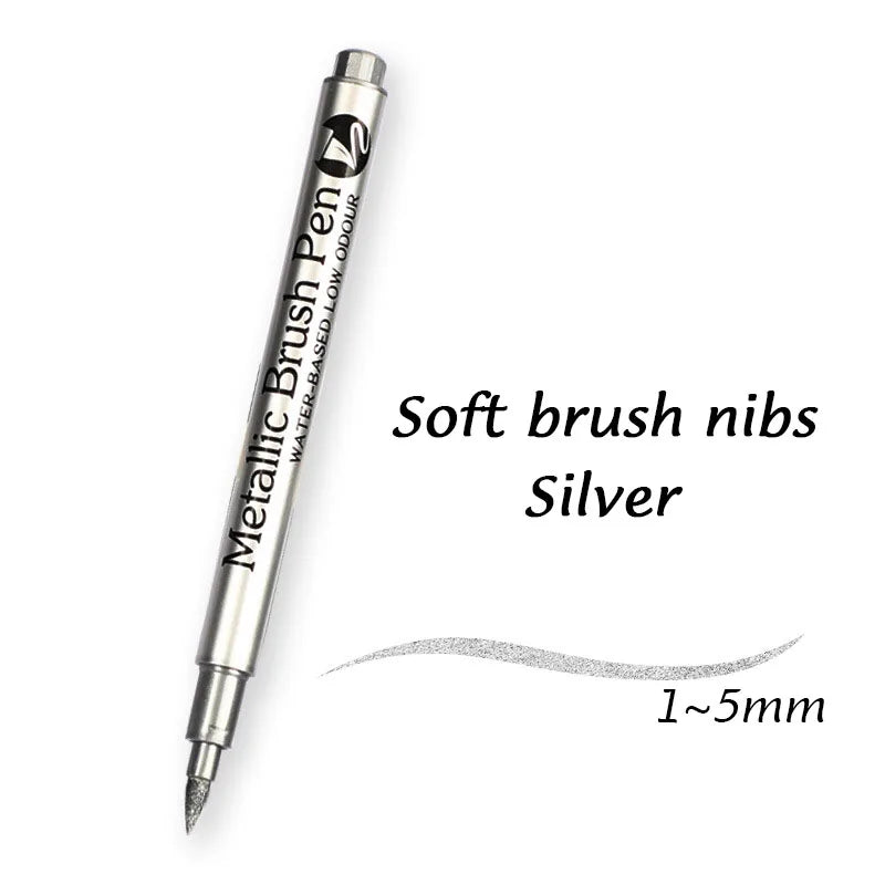Kit 1 ou 2 Canetas Metallic Marker – Ouro e Prata, Permanente para Scrapbook e Artesanato