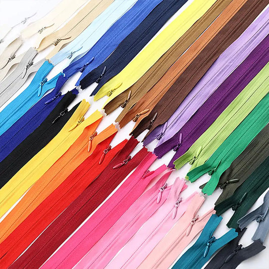 10 Unidades Zíper Invisível de Nylon em Espiral – Tamanhos 28 a 60 cm, Acessórios de Costura DIY e Artesanato