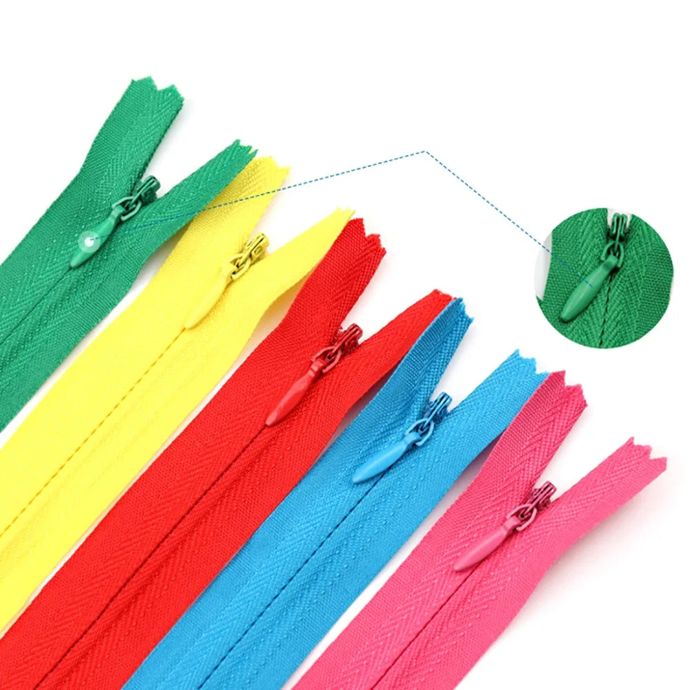 10 Unidades Zíper Invisível de Nylon em Espiral – Tamanhos 28 a 60 cm, Acessórios de Costura DIY e Artesanato