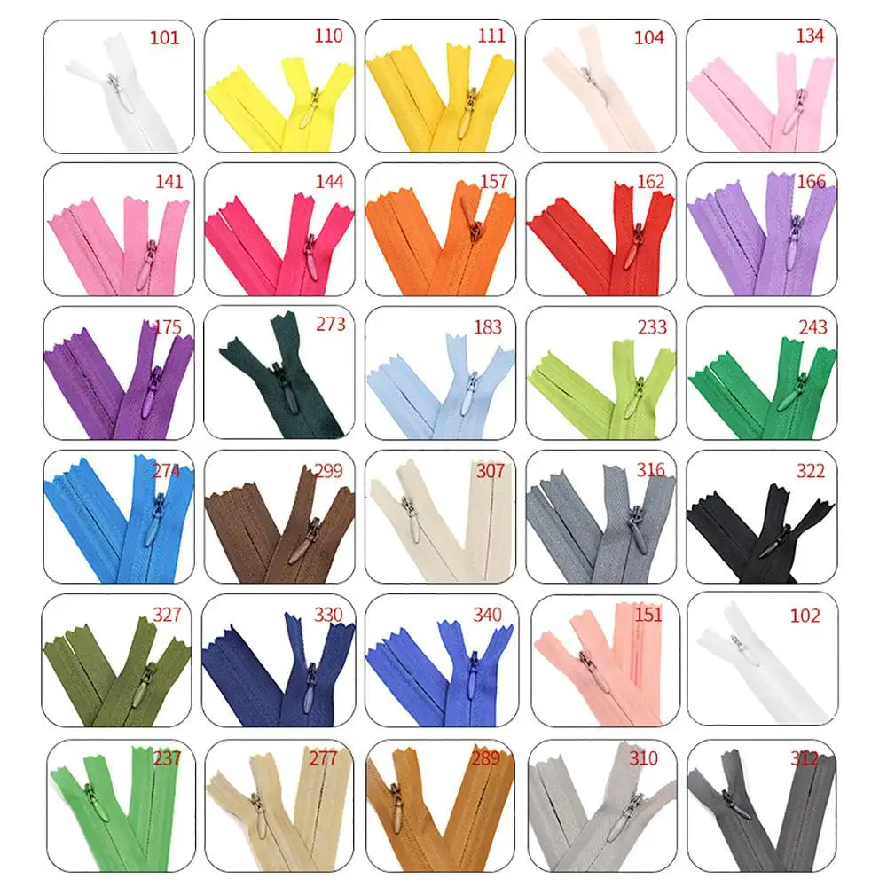 10 Unidades Zíper Invisível de Nylon em Espiral – Tamanhos 28 a 60 cm, Acessórios de Costura DIY e Artesanato