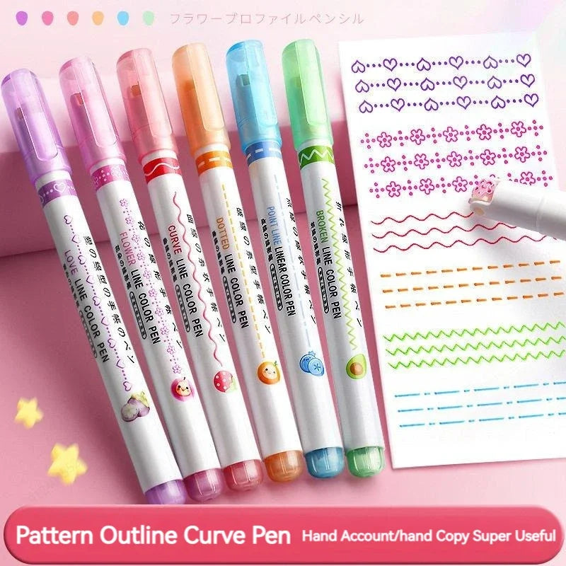 Kit 6 Canetas Marca-Texto Kawaii – Ponta Roller em Formato de Flor