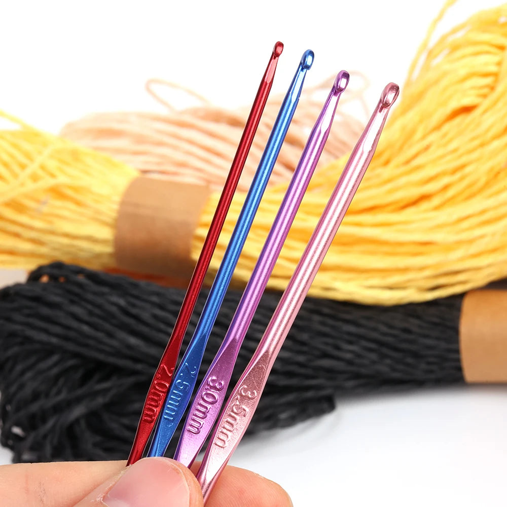 Kit 8 Agulhas de Crochê Coloridas em Alumínio – Cabeça Única para Tricô e Artesanato