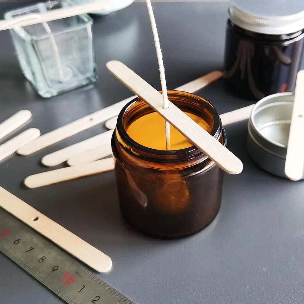 Kit 100 Pavios de Velas Pré-Encerados com Suporte – Algodão para Velas Artesanais
