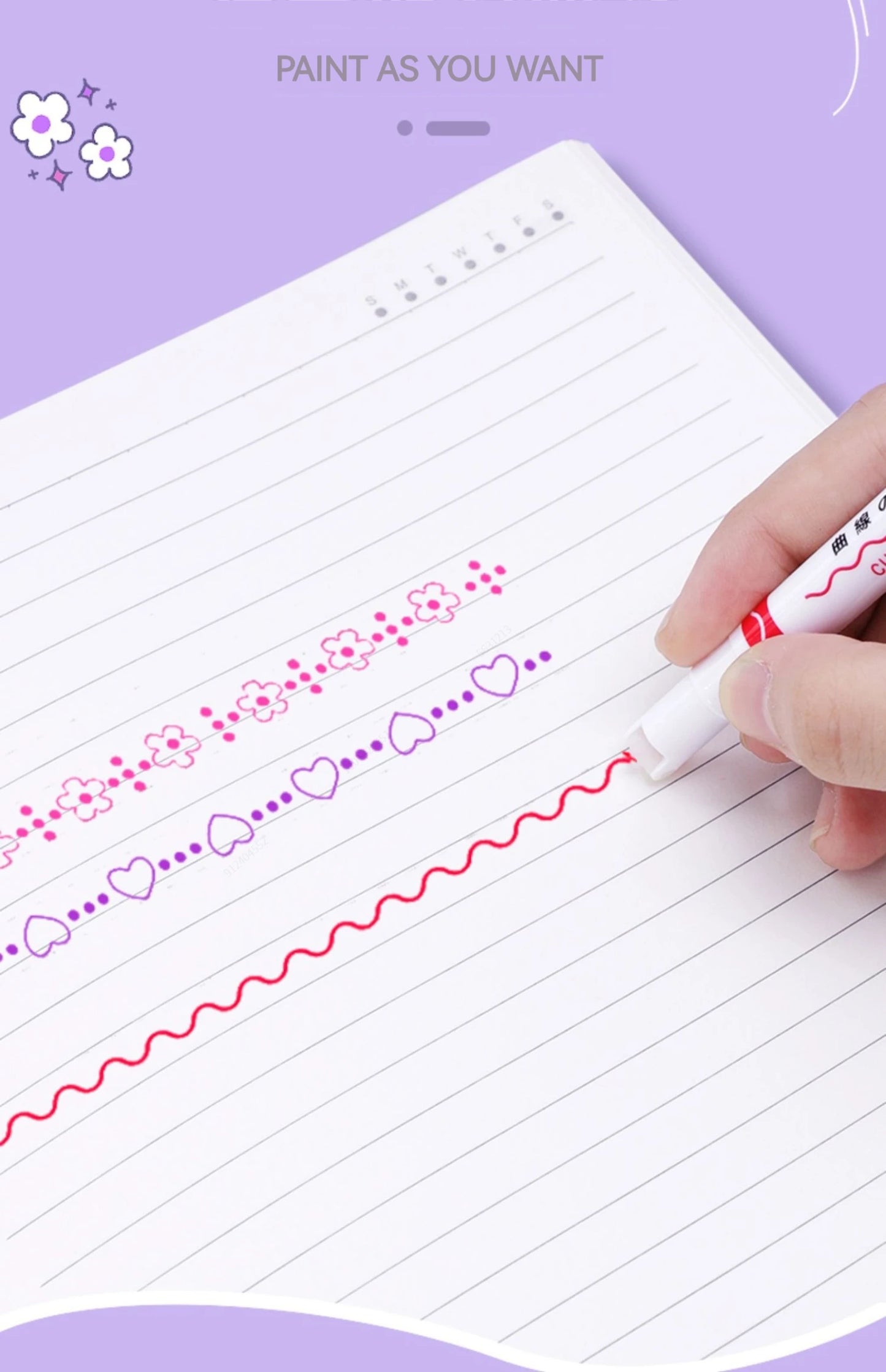 Kit 6 Canetas Marca-Texto Kawaii – Ponta Roller em Formato de Flor