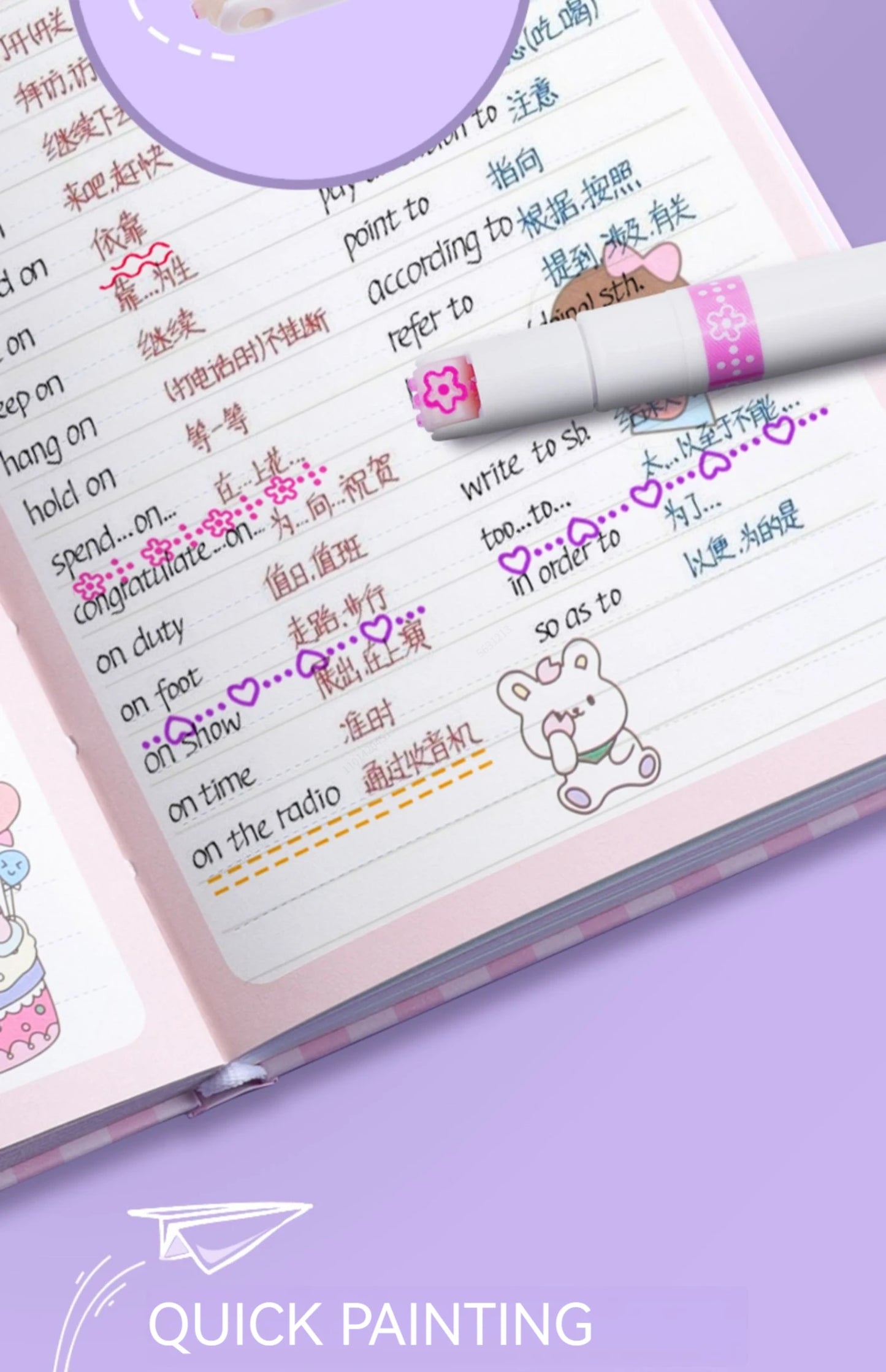 Kit 6 Canetas Marca-Texto Kawaii – Ponta Roller em Formato de Flor