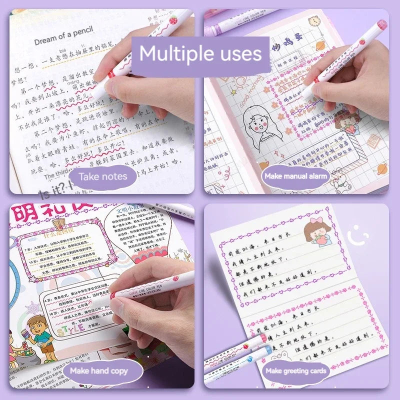 Kit 6 Canetas Marca-Texto Kawaii – Ponta Roller em Formato de Flor