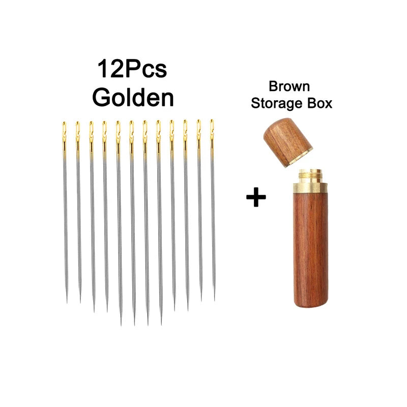 Kit 12 Agulhas de Costura Cega com Furo Lateral – Aço Inoxidável