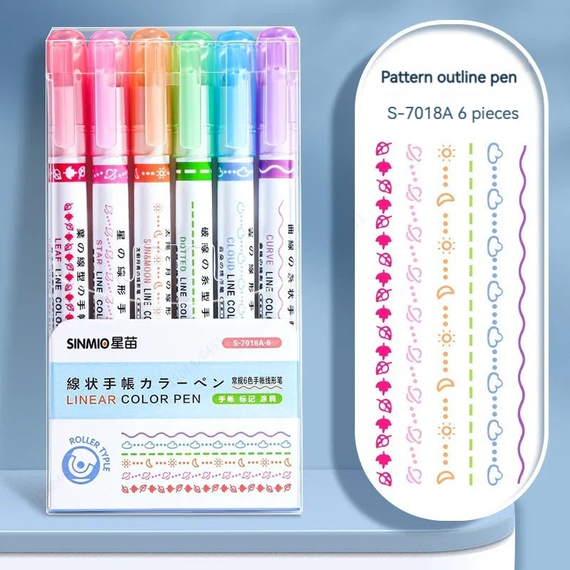 Kit 6 Canetas Marca-Texto Kawaii – Ponta Roller em Formato de Flor
