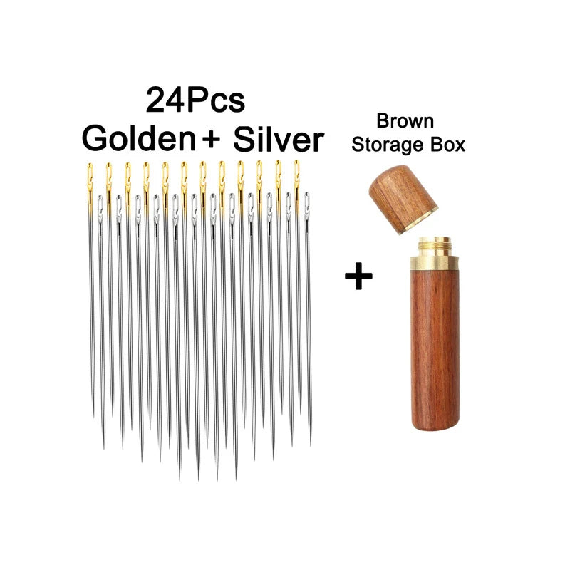 Kit 12 Agulhas de Costura Cega com Furo Lateral – Aço Inoxidável