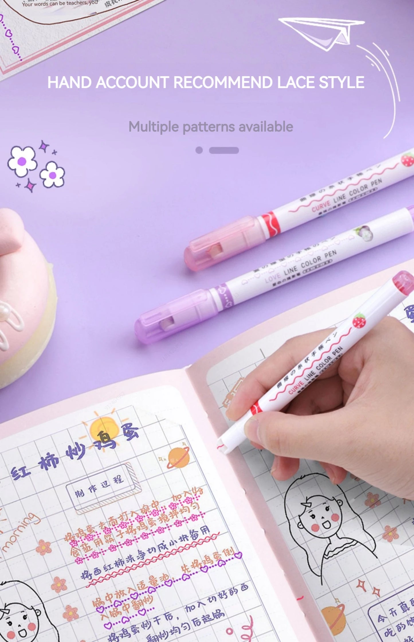 Kit 6 Canetas Marca-Texto Kawaii – Ponta Roller em Formato de Flor