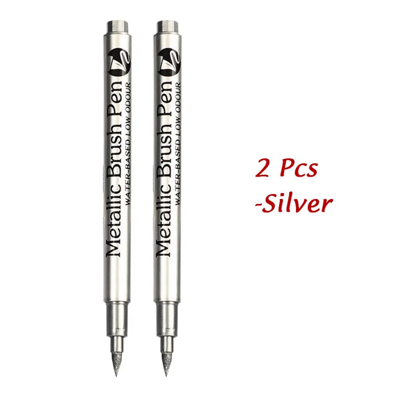 Kit 1 ou 2 Canetas Metallic Marker – Ouro e Prata, Permanente para Scrapbook e Artesanato