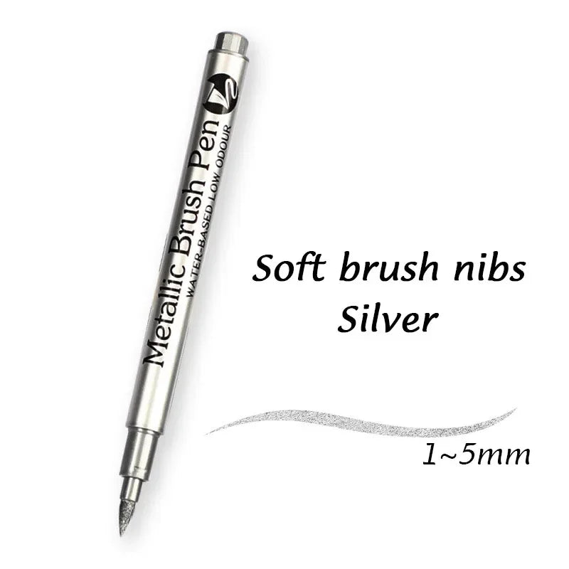 Kit 1 ou 2 Canetas Metallic Marker – Ouro e Prata, Permanente para Scrapbook e Artesanato