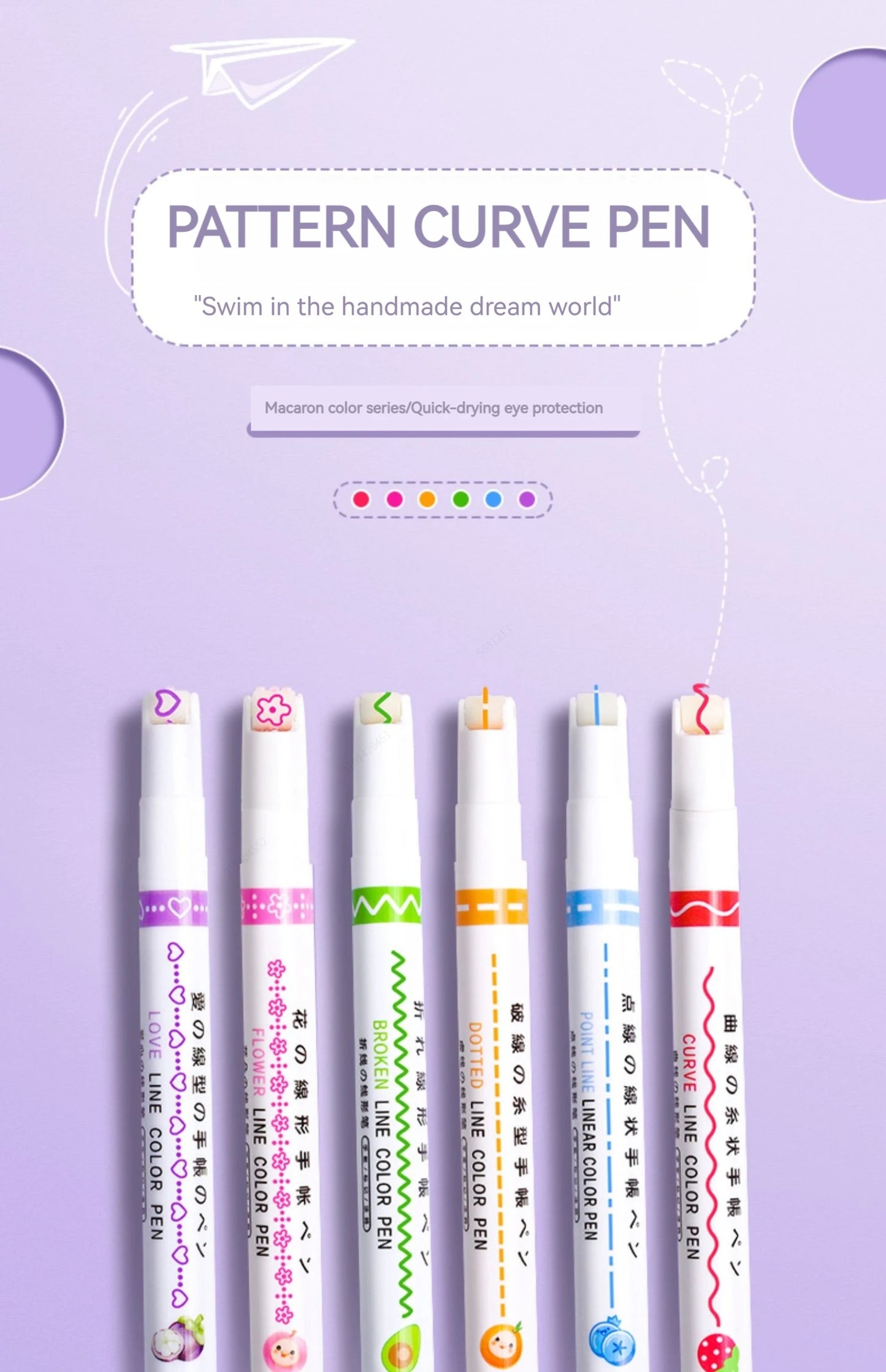 Kit 6 Canetas Marca-Texto Kawaii – Ponta Roller em Formato de Flor