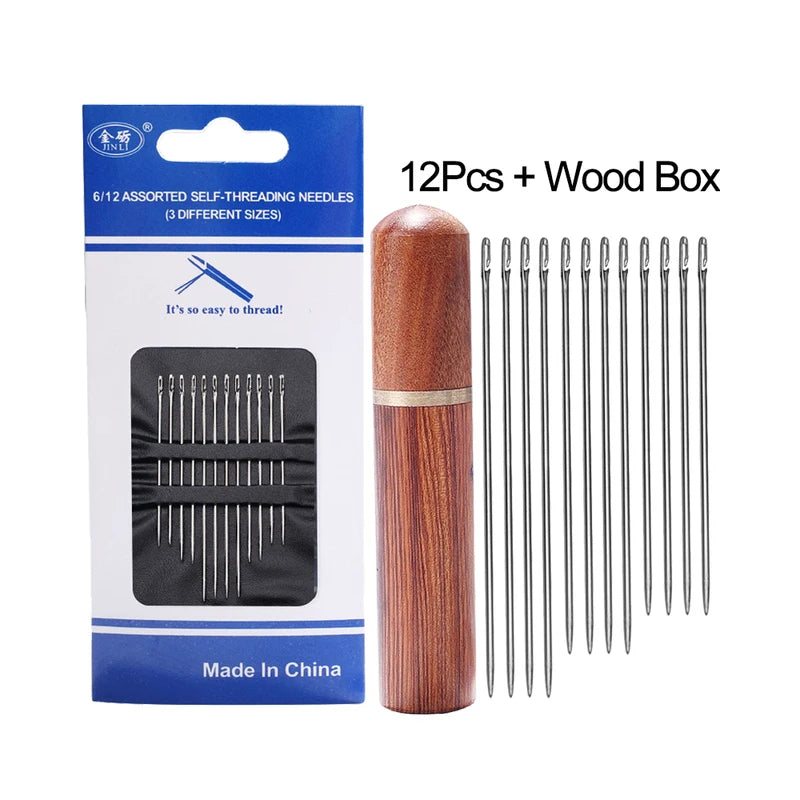 Kit 12 Agulhas de Costura Cega com Furo Lateral – Aço Inoxidável