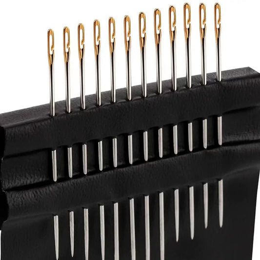Kit 12 Agulhas de Costura Cega com Furo Lateral – Aço Inoxidável